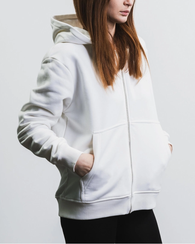 Худі "Zipper" з блискавкою, молочне